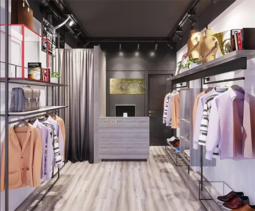 Decor shop quần áo nam phong cách công nghiệp