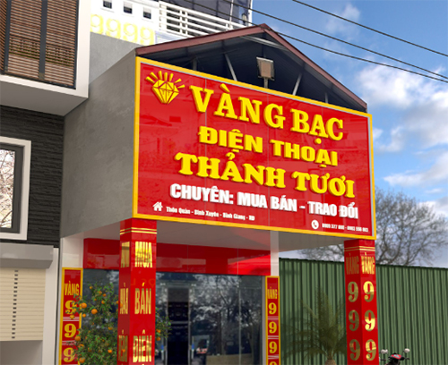 bảng hiệu Vàng bạc Điện Thoại Thảnh Tươi